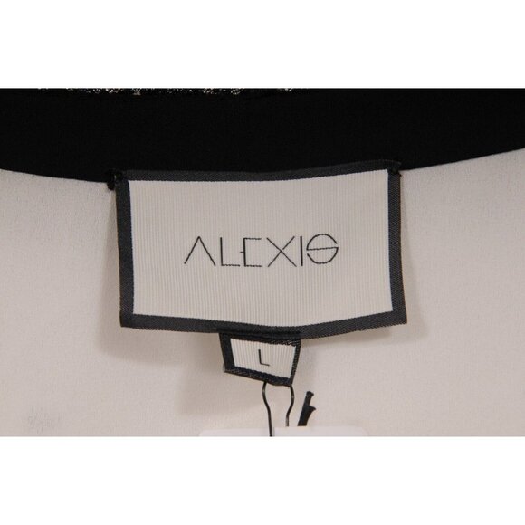 Alexis Women Celestia Beaded Sequence Top Large White Black Blouse Ruffle Fringe - Picture 12 of 12